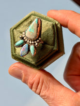 Load image into Gallery viewer, Mermaid Queen Royston Turquoise and Australian Opal Doublet Sterling Silver Ring, Size 7.25