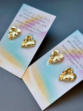 Load image into Gallery viewer, Silver and Gold, Brass Leaf Studs, Sterling Post
