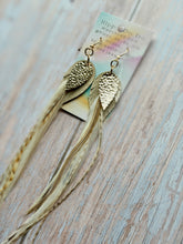 Load image into Gallery viewer, Light As A Feather FUN Rooster Feather Gold Earrings