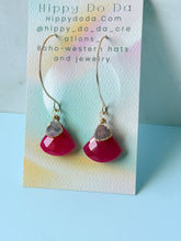 Load image into Gallery viewer, Treasure Trunk Pink Opal and Pink Chalcedony Gemstone Hammered Dangle Earrings