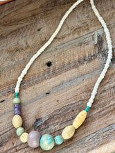Load image into Gallery viewer, Vintage Glass, Pottery, Heishi Shell and Bone Beaded Necklace
