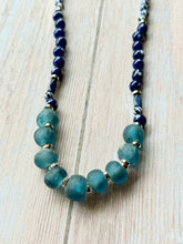 Load image into Gallery viewer, Autumn Refresh Vintage Sea Glass and Sodalite Gemstone Necklace