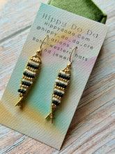 Load image into Gallery viewer, Beaded Brass Fishy Dangle Earrings