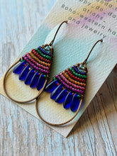 Load image into Gallery viewer, Rustic Copper Beaded Petal Fan Earrings, Hypoallergenic