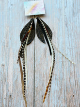 Load image into Gallery viewer, Light As A Feather FUN Black Stingray Rooster Feather Silver Hoop Earrings