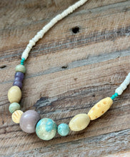 Load image into Gallery viewer, Vintage Glass, Pottery, Heishi Shell and Bone Beaded Necklace