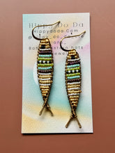 Load image into Gallery viewer, Beaded Brass Fish Earrings