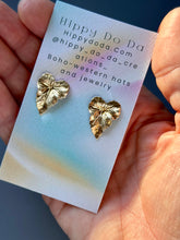 Load image into Gallery viewer, Silver and Gold, Brass Leaf Studs, Sterling Post