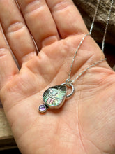 Load image into Gallery viewer, Carved Evil Eye Black Tahitian MOP and Amethyst Sterling Silver Necklace
