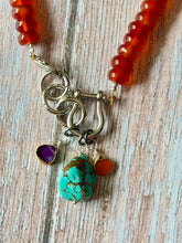 Load image into Gallery viewer, Tangerine Jade Beaded Carabiner Necklace