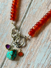Load image into Gallery viewer, Tangerine Jade Beaded Carabiner Necklace