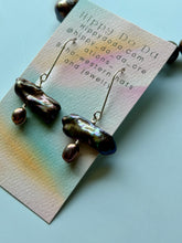 Load image into Gallery viewer, Beautiful Peacock Iridescent Luster Pearl Sterling Silver Dangle Earrings
