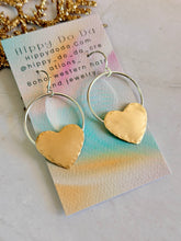 Load image into Gallery viewer, TBFL Collection, Mixed Metal Brass Heart Dangle Earrings
