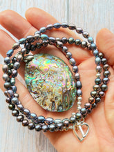 Load image into Gallery viewer, Autumn Refresh Victorian Abalone and Peacock Pearl Sterling Silver Necklace