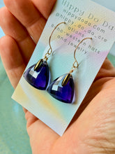 Load image into Gallery viewer, Treasure Trunk Dark Purple Amethyst Hammered Dangle Earrings