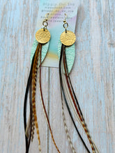 Load image into Gallery viewer, Light As A Feather FUN Rooster Feather Gold Earrings