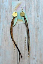 Load image into Gallery viewer, Light As A Feather FUN Rooster Feather Gold Earrings