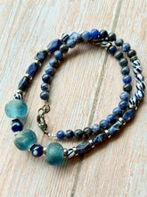 Load image into Gallery viewer, Autumn Refresh Vintage Sea Glass and Sodalite Gemstone Necklace