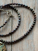 Load image into Gallery viewer, Autumn Refresh Victorian Abalone and Peacock Pearl Sterling Silver Necklace