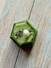 Load image into Gallery viewer, Floral Pearl Open Ended Sterling Silver Ring
