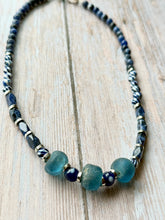 Load image into Gallery viewer, Autumn Refresh Vintage Sea Glass and Sodalite Gemstone Necklace