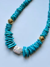 Load image into Gallery viewer, Baroque Freshwater Pearl and Kingman Turquoise Statement Necklace