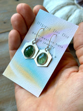 Load image into Gallery viewer, Hexagon Green Rabbit Hair Quartz Sterling Silver Earrings