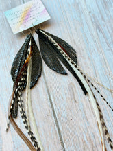 Load image into Gallery viewer, Light As A Feather FUN Black Stingray Rooster Feather Silver Hoop Earrings