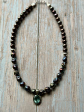 Load image into Gallery viewer, SALTY COLLECTION Aquamarine and Peacock Baroque Pearl Sterling Silver Necklace