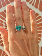 Load image into Gallery viewer, Hubei Turquoise and Pyrite Sterling Silver Open Ring