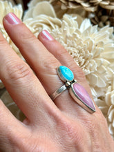 Load image into Gallery viewer, Kingman Turquoise and Pink Opal Ring, size 7
