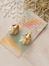 Load image into Gallery viewer, TBFL Collection, Mixed Metal Rice Pearls Petal Dangle Earrings