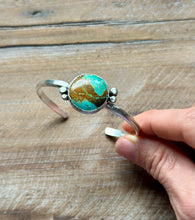 Load image into Gallery viewer, Matte Sterling Silver Kingman Turquoise Cuff Bracelet
