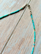 Load image into Gallery viewer, Southwestern Vintage Kingman Turquoise Tube Silver Necklace
