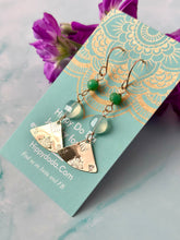 Load image into Gallery viewer, Color Therapy Aqua Chalcedony and Chrysoprase Bohemian Gold Fill Dangles
