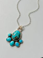 Load image into Gallery viewer, Kingman Turquoise Flower Cluster Sterling Silver Necklace
