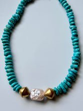 Load image into Gallery viewer, Baroque Freshwater Pearl and Sonoran Turquoise Statement Necklace
