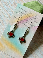 Load image into Gallery viewer, Vintage Carnelian Oxidized Sterling  Silver  Dangle Earrings
