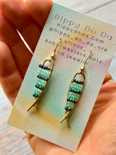 Load image into Gallery viewer, Beaded Brass Fishy Dangle Earrings
