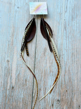 Load image into Gallery viewer, Light As A Feather FUN Garnet GAMEDAY Rooster Feather Silver Hoop Earrings
