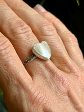 Load image into Gallery viewer, SALTY COLLECTION Heart Shaped Mother of Pearl Sterling Silver Ring, Size 9-9.25
