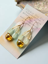 Load image into Gallery viewer, Treasure Trunk 14k Gold Fill Prehnite and Citrine Gemstone Dangle Earrings

