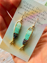 Load image into Gallery viewer, Beaded Brass Fishy Dangle Earrings
