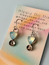 Load image into Gallery viewer, Petite Petal Aquamarine Sterling Silver Dangle Earrings

