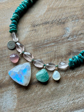 Load image into Gallery viewer, Moonstone and turquoise beaded necklace
