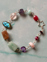 Load image into Gallery viewer, Color Therapy Gold Fill Rainbow Gemstone Bracelet
