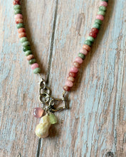 Load image into Gallery viewer, Berries and Cream Jade Beaded Carabiner Necklace
