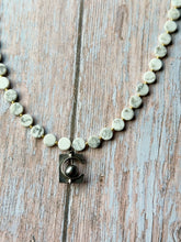 Load image into Gallery viewer, White Marbled Howlite and Vintage Silver Pendant Necklace
