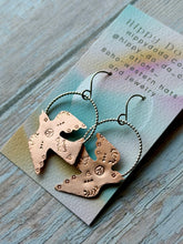 Load image into Gallery viewer, Mixed Metal Hand Stamped Copper and Sterling Silver Birdie Dangles
