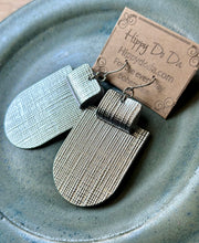 Load image into Gallery viewer, Silver Boho Geo Silver Leather Dangle Earrings,
